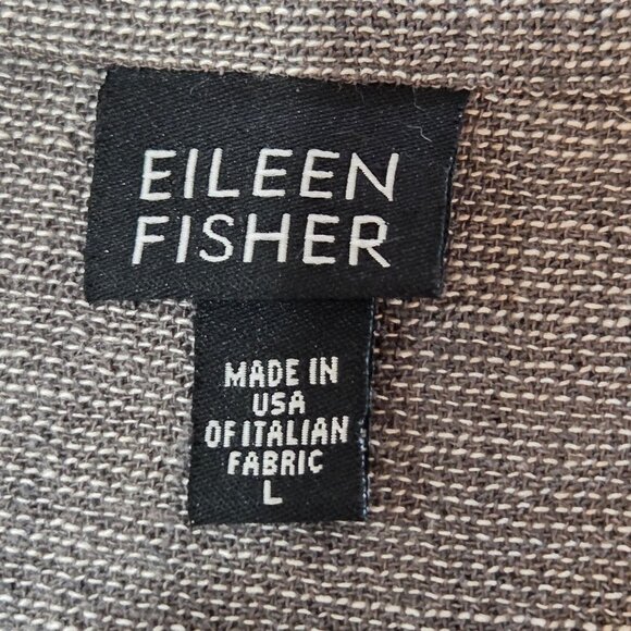 Eileen Fisher Top Shirt Large Button Italian Linen Blend Gray Minimalist - Picture 8 of 9